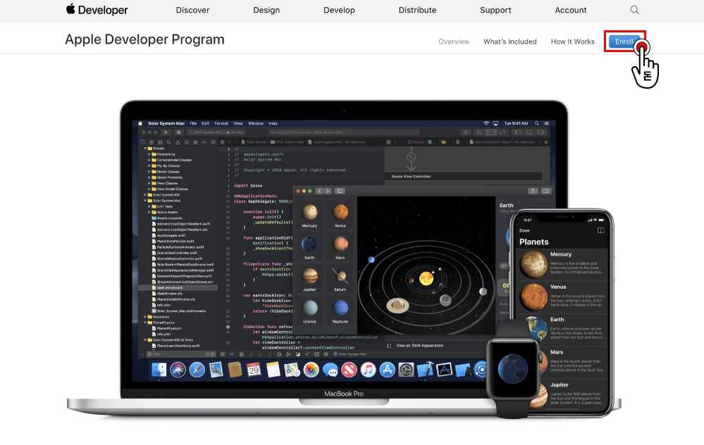 로그인 후 나오는 화면에서 아래에 Join the Apple Developer Program을 클릭해주세요.